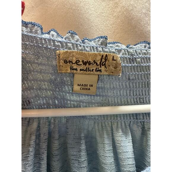 OneWorld Smocked Floral Tunic Top – Size L - Picture 4 of 8